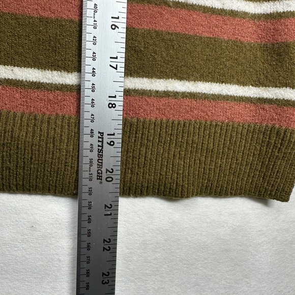 MADEWELL Small Striped Mock Neck Wool Sweater Brown Green Casual Pullover Top - Picture 8 of 16